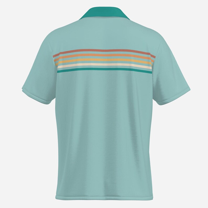 Vintage Style Shirt Men, 50s Style Shirt, Blue Rockabilly Shirt, 50s inspired shirt men, Retro blue Stripe Shirt, Retro Bowling Shirt Men