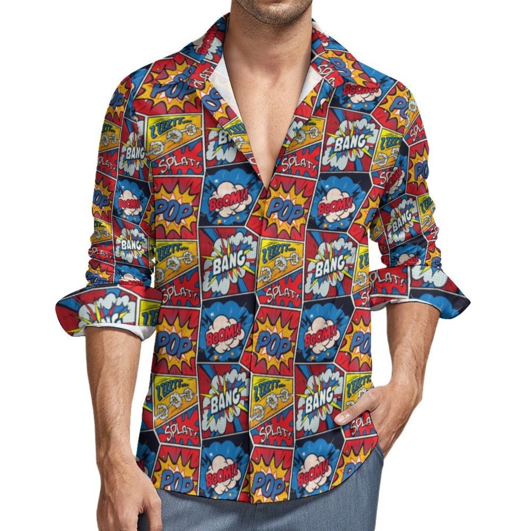 Pop Art Shirt Pop Art Print Shirt Men's Shirt Retro Pop Etsy