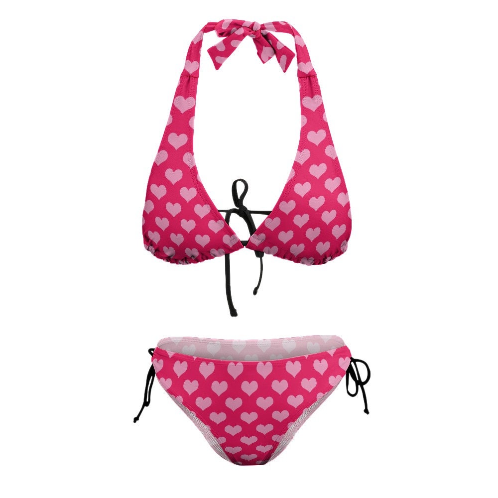 【GLOSSYPAGE】Glossy Heart Halterneck Bikini ★Pink NWT L*Space FULL SET Ziggy Stardust Hot Pink Gold Heart