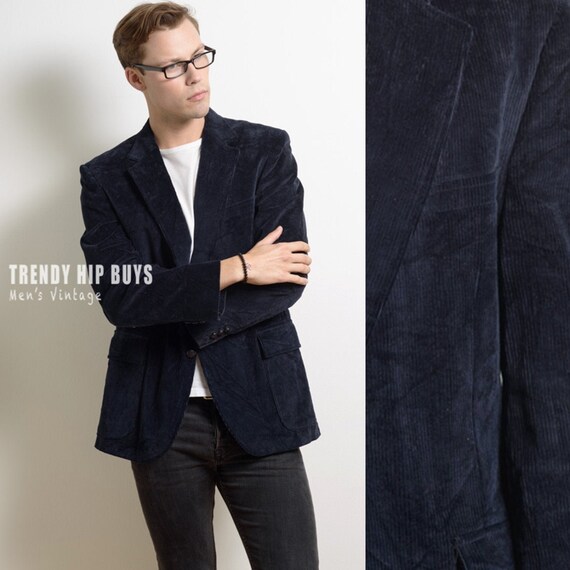 Men's 70s jacket, Men's Blazer, Vintage Blue Blaze