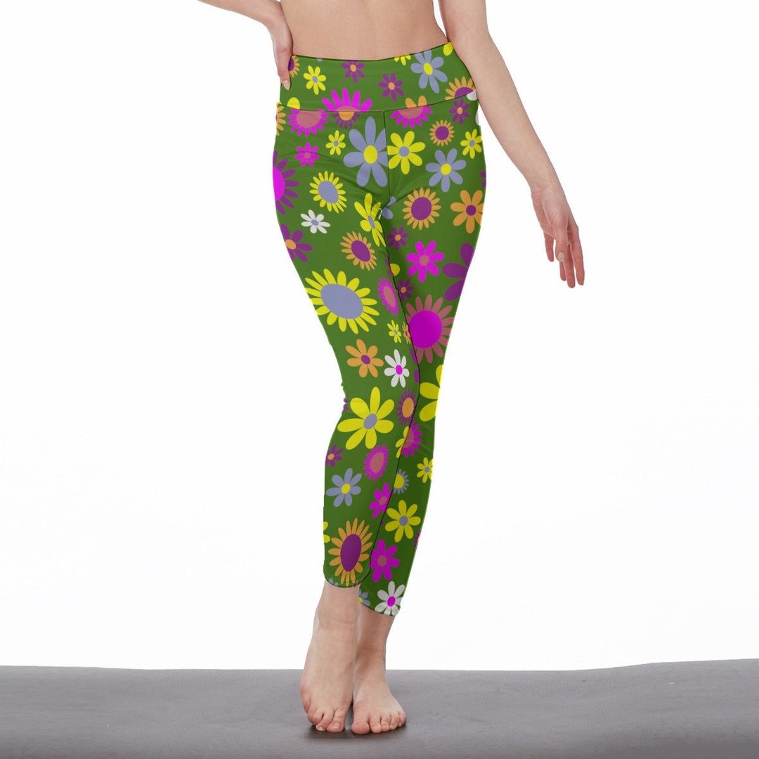 Mod Pants Floral Yoga Pants Green Yoga Pants Vintage 60s Etsy