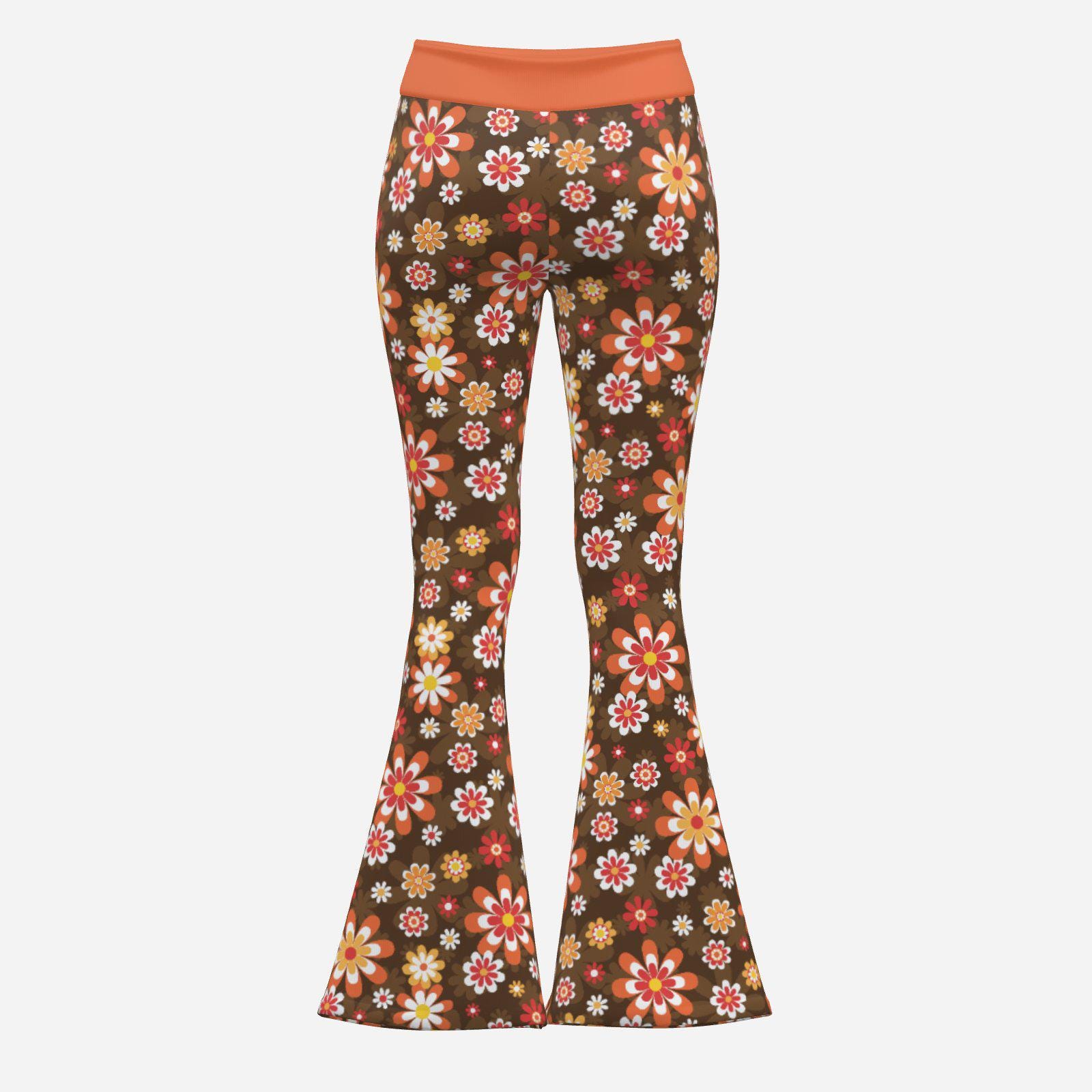 パンツ 70s unknown Flare Slacks pants 70s Floral Bell Bottom Pants | High Waist Retro Flare Leggings