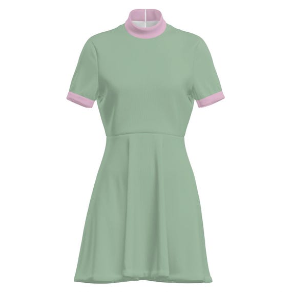 Mint Green 60s Dress Style, 60s Style Mint Green & Pink Color block Mini Dress | Retro Turtleneck Dress, Green Pink Go Go Dress Mint Green 60s Dress Style, 60s Style Mint Green & Pink Color block Mini Dress | Retro Turtleneck Dress, Green Pink Go Go Dress