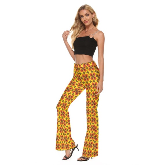 Abstract Printed High Waisted Flared Trousers | boohoo