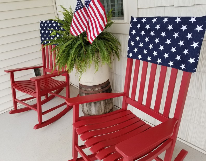 Patriotic Chair Back Covers Fourth of July Navy White Stars Etsy