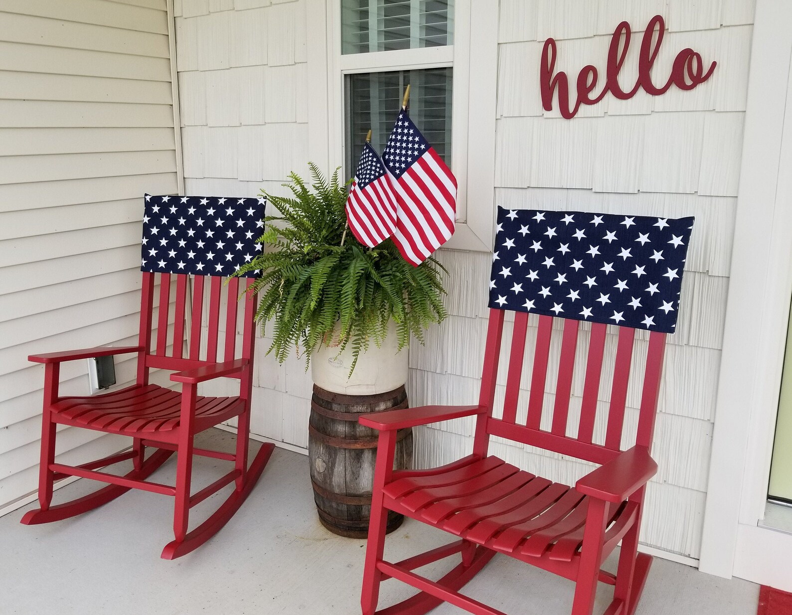 Patriotic Chair Back Covers Fourth of July Navy White Stars Etsy