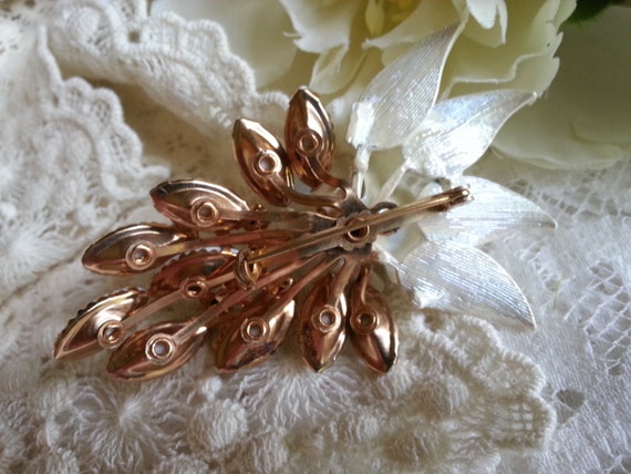 VINTAGE Floral Brooch Bridal Sash Brooch Milk Sto… - image 4