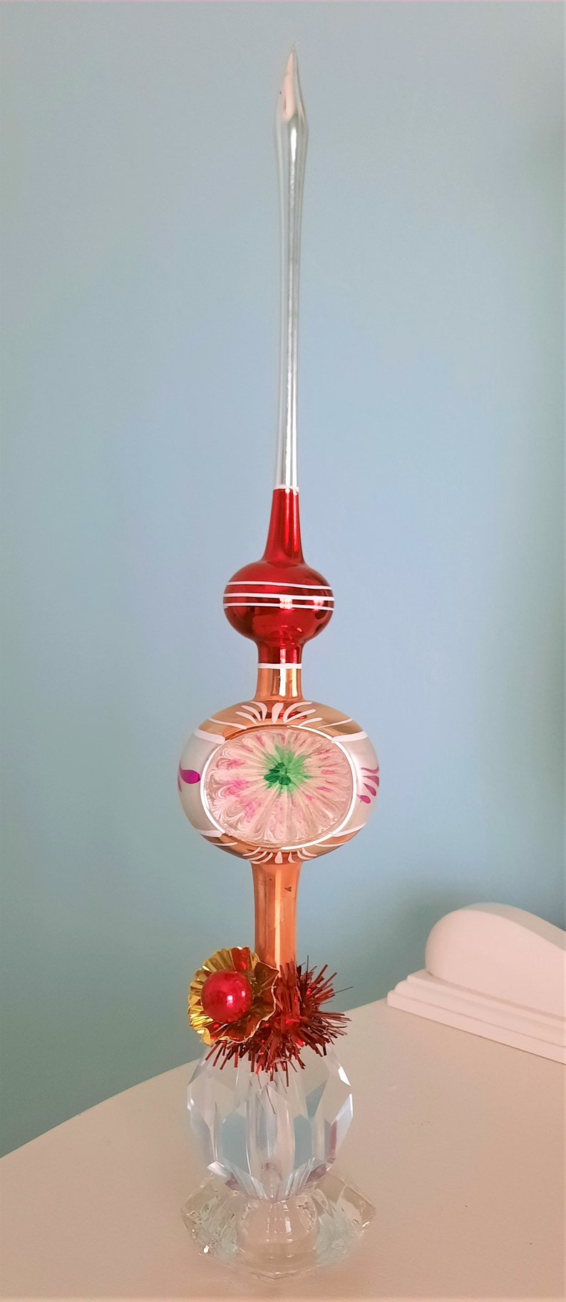 Vintage Mercury Glass Tree Topper Finial Christmas Decoration Etsy