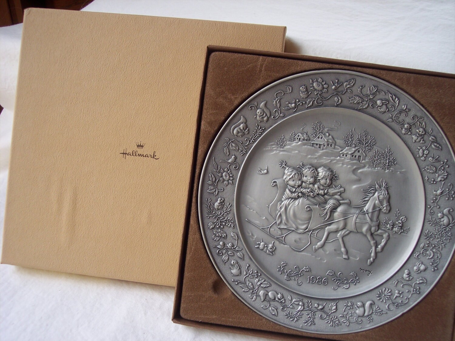 VINTAGE PEWTER Plate by Hallmark Artist Mary Hamilton Etsy