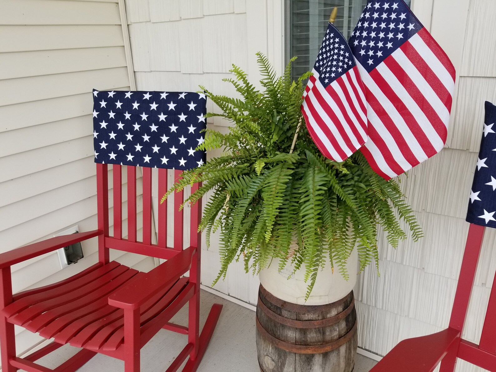 Patriotic Chair Back Covers Fourth of July Navy White Stars Etsy