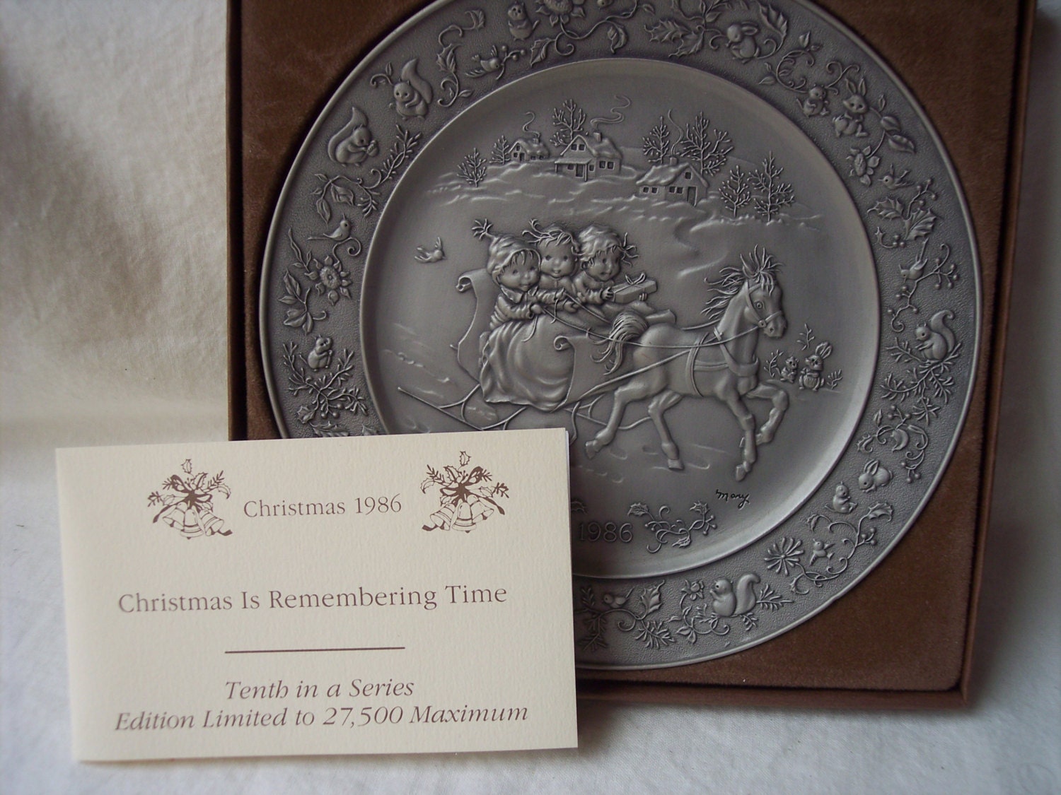 VINTAGE PEWTER Plate by Hallmark Artist Mary Hamilton Etsy