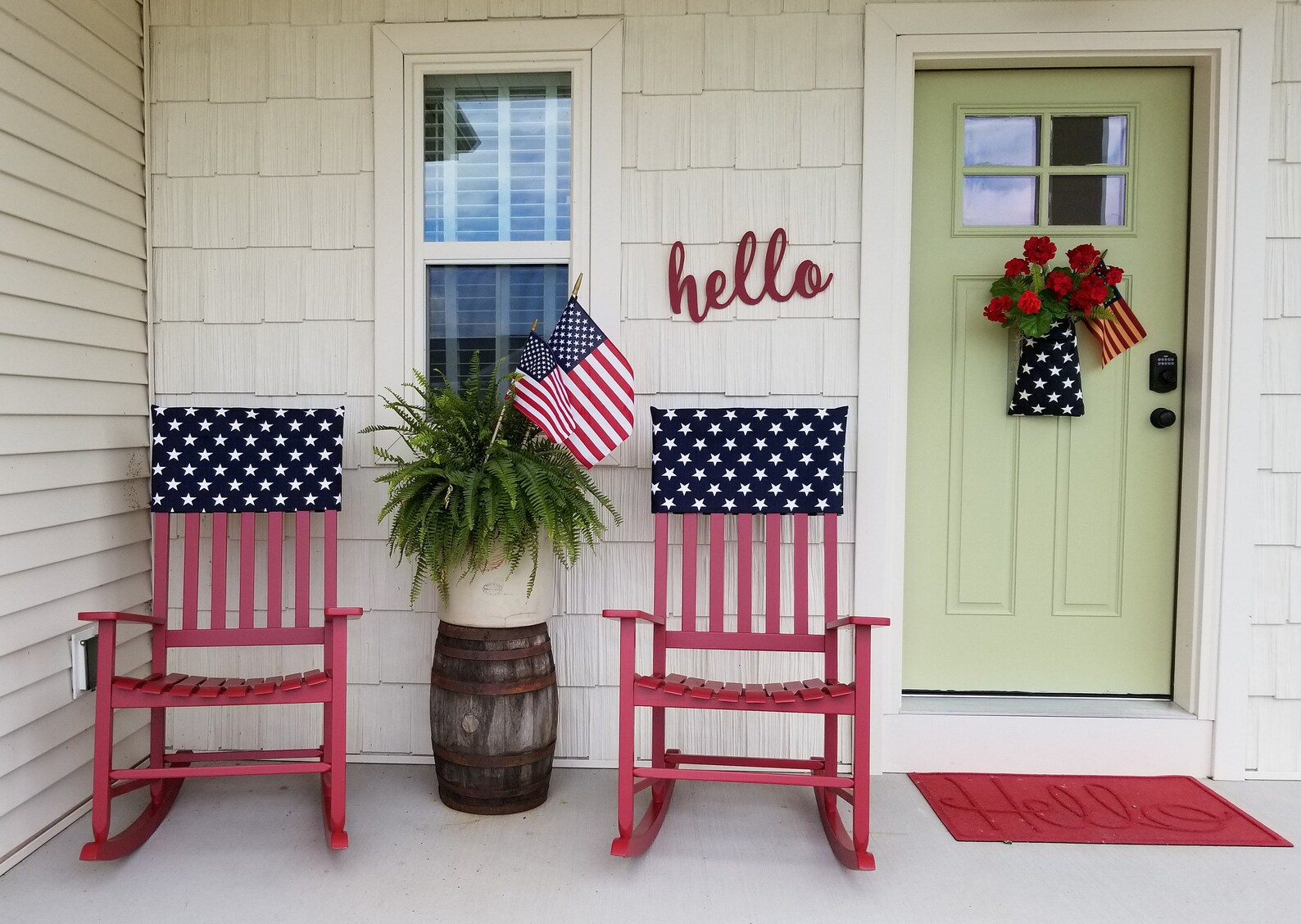 Patriotic Chair Back Covers Fourth of July Navy White Stars Etsy