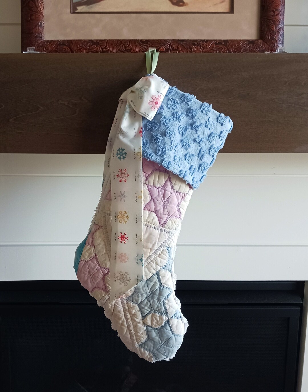 Grandmas Scraps Vintage Quilt Christmas Stockings Christmas Etsy