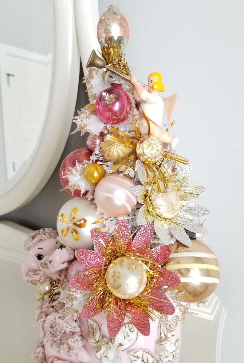 Pink Poodle Christmas Bottle Brush Ornament Tree Vintage | Etsy