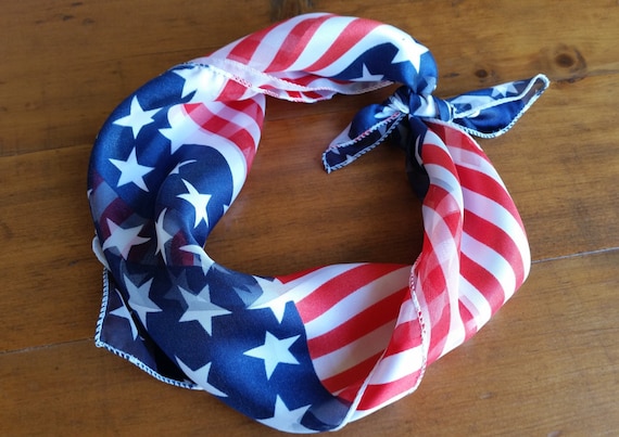 VINTAGE PATRIOTIC SCARVES Set of Two Scarves Naut… - image 1