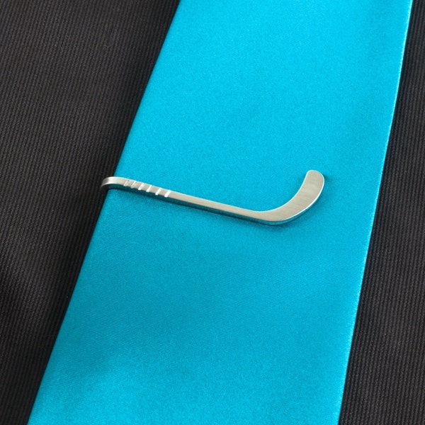Hockey Stick Tie Clip | Handmade Aluminum Tie Bar | Hockey Fan Gift for Men & Groomsmen