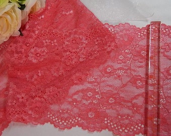 Coral Sheer Lace Trim: 5.5" Wide Soft Scalloped Edge Galloon Lace