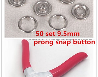 10-100 Sets of 15mm S Spring Press Studs in Silver Choose Various Colour Caps