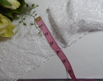 White Stretch Lace - COLORS -  WIDE 4" Elastic Lace SOFT Stretch Lace Trim - Scallop Edge Lace Lingerie Lace Galloon Lace Sexy Panty
