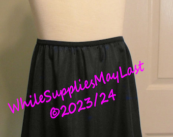 Girls Black Tricot Half Slip: Lightweight Lingerie, Made in USA