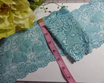 Turquoise Blue WIDE 5" Elastic Lace SOFT Stretch Lace Trim - Scallop Edge Lace Lingerie Lace Galloon Lace Sexy Panty
