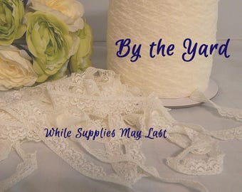 IVORY Stretch Lace Trim - 5- 10 - 20 yards - Elastic Lace Trim very SOFT  - Stretch Lace Trim 5/8" Scallop Edge Lace Lingerie Lace