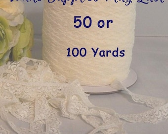 Scalloped Edge 5/8"  Stretch Lingerie Lace IVORY Elastic Lace Trim SOFT - 50 or 100 yards - Soft Stretch Lace BULK Pricing