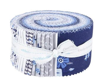 Blue Stitch Rolie Polie Jelly Roll by Christopher Thompson for Riley Blake Designs, (RP-10060-40) 40 pieces