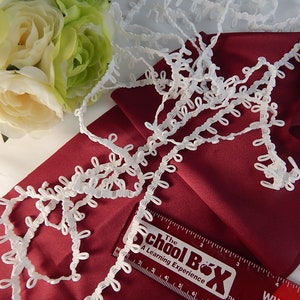 Bright WHITE Bridal Elastic Loop Trim - WHITE Stretch LOOP Trim - 3/8&quot; loop - Very Bright white - Bridal Loop Trim