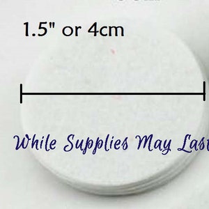 May include: White round craft paper circles, 1.5 inches or 4 centimeters in diameter.  While Supplies May Last.