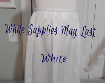 Girls White Nylon Half Slip: Soft Tricot Lingerie, Made in USA