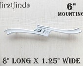 Long Shabby Chic Dresser Drawer Pull Farmhouse White Painted Handles Kitchen Cupboard Door Hardware Cottage Decor Screws Included 6inch