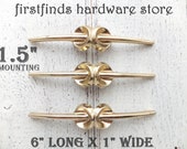 SET OF 3 Original Mid-Century Cabinet Handles Art Deco Gold Furniture Drawer Pulls Metal MCM Cupboard Hardware Screws Included 1.5inch