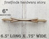 SET OF 7 Original Mid-Century Cabinet Handles Art Deco Gold Furniture Drawer Pulls Metal MCM Cupboard Hardware Screws Included 6inch