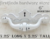 Big Faux Keyhole Hardware Drawer Pulls Shabby Chic White Handles Cupboard Kitchen Cottage Farmhouse Painted Screws Included 6inch Mounting