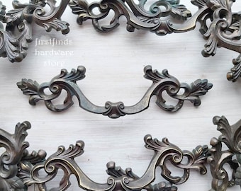 Beautiful French Provincial Shabby Chic Drawer Pulls Dark Bronze Handles Furniture Hardware Dresser Cabinet Door Screws Included 3inch Mount