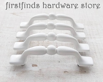 Solid White Vintage Brass Handles Dresser Drawer Pulls Kitchen Cabinet Hardware Furniture Cupboard Farmhouse Original Screws Included 3inch