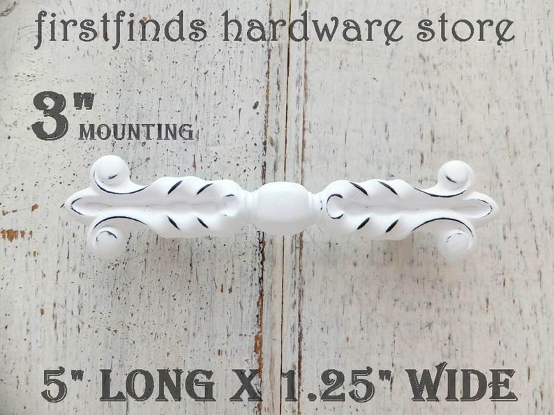 Kitchen Cabinet Handle Shabby Chic White Pull Painted Metal Twist Design Door Hardware Farmhouse Furniture Screws Included 3inch Mounting Home Improvement Craft Supplies Tools Delage Com Br
