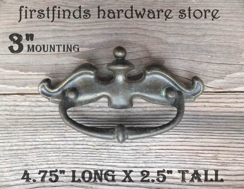 SET OF 2 Original Metal Furniture Drawer Pulls Rustic Brass image 0