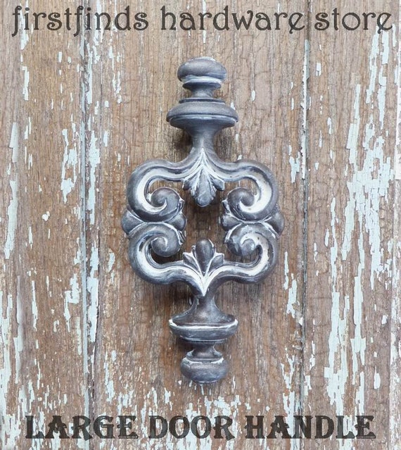 Large Farmhouse Barn Door Handle Brown Black Painted Cabinet Pull Ornate Kitchen Hardware Rustic Drawer S Included 4 25inch