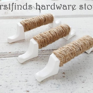 Nautical Rope Handle Beach Cottage Drawer Pull Painted White Cabinet Door Hardware Square Rustic Farmhouse 1 Screws Included 3inch Mount imagem 1