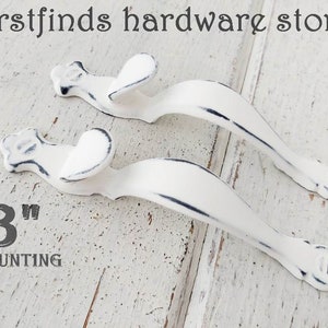 SETS OF 2 White Vertical Door Handles Kitchen Cabinet Pull Reclaimed ...
