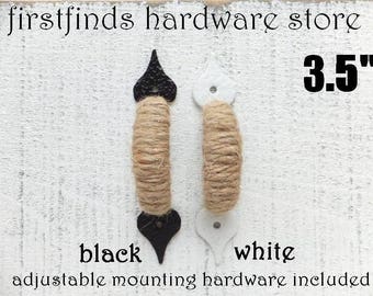 Rope Drawer Handle White Black Nautical Door Pull Metal Cabinet Dresser Seaside Beach Kitchen Cupboard Furniture 3.5inch Mounting