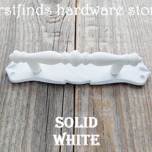 White Distressed Kitchen Cabinet Handle Shabby Chic Paint Metal Door Back Plate Drawer Carriagehouse Farmhouse Hardware Screws Include 3inch image 5