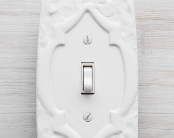 Genuine Vintage Metal Electrical Plate Painted Light Switch Outlet Cover Double Triple Farmhouse White Shabby Chic Toggle Screws Included