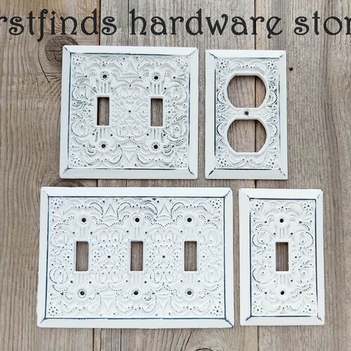 Shabby Chic White Light Switch French Farmhouse Vintage Rose Etsy