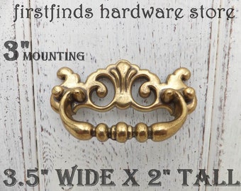 Original Small Chippendale Handles Gold Fixed Furniture Drawer Painted Hardware Cabinet Pull Screws Included 3inch Mounting