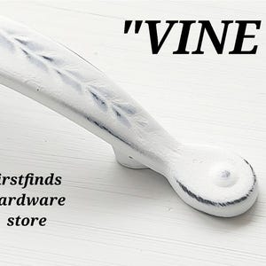 Kitchen Cabinet Handle White Distressed Blk Furniture Drawer Pull Shabby Chic Farmhouse Hardware Long Painted Metal 3inch Mount  Screws Inc.