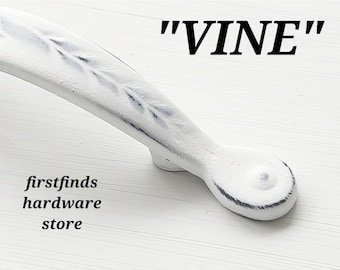 Kitchen Cabinet Handle White Distressed Blk Furniture Drawer Pull Shabby Chic Farmhouse Hardware Long Painted Metal 3inch Mount  Screws Inc.