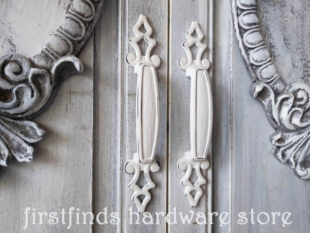 SETS OF White Kitchen Pantry Handles Shabby Chic Door Pull Etsy